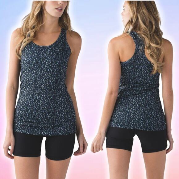 LULULEMON Cool Racerback Sz 4 Digi Pixie Caspian Blue Black - Picture 1 of 7